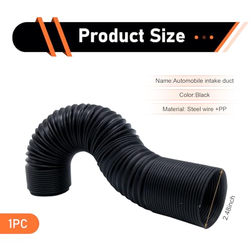 Car Air Intake Pipe, 2.4" Retractable Anti-leak Duct Hose to 39.3 ", Flexible Waterproof Cold Air Turbo Conduction Hose, Universal Modified Accessory for Cars SUVs Trucks (Black) - color: Black #2.4 "