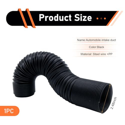 Car Air Intake Pipe, 2.4" Retractable Anti-leak Duct Hose to 39.3 ", Flexible Waterproof Cold Air Turbo Conduction Hose, Universal Modified Accessory for Cars SUVs Trucks (Black) - color: Black #2.4 "