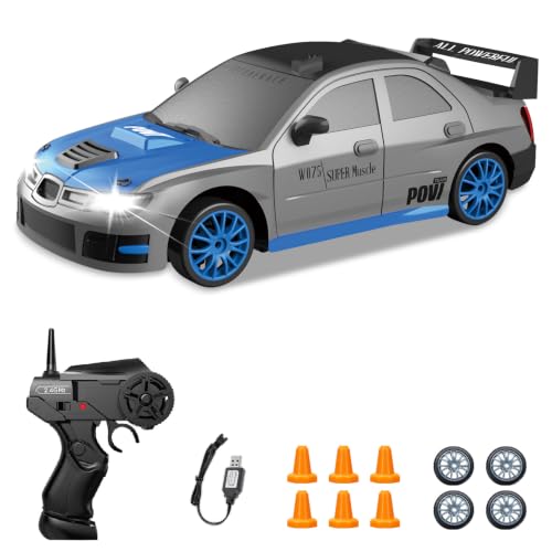 RC Drift Car, 1/24 2.4GHz 4WD Remote Control Car High Speed Drift RC Cars with LED Lights, Drifting Tires Racing Toy Cars for Kids Boys Girls Adults(Grey) - color: G.gray