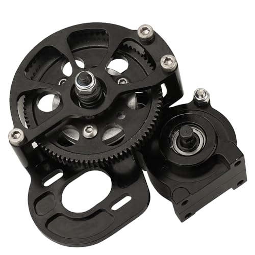 Full Metal Transmission Assembled Gearbox with Steel Gear Set Compatible with Axial SCX10 I II 1/10 RC Crawler Upgrade Parts,Half Open Shell - color: Black