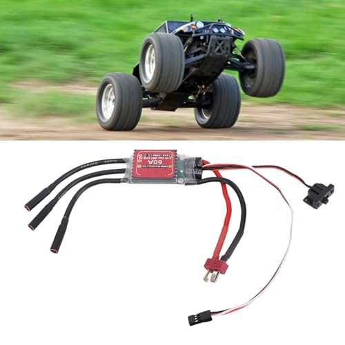 Dpofirs 60A Sensorless Brushless ESC for RC Vehicles | Unidirectional Bidirectional Speed Controller 2-3S Lipo 2A BEC Smooth Regulation Drag Brake for 2847 540 3650 Motor 1/10 Car Truck