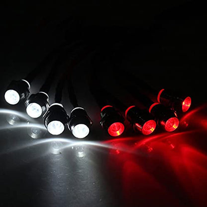 RC Car 8 LED Light Kit, Headlight Taillight for 1/10 1/8 RC Models Scx10 D90 TRX4 RC Car Truck Lighting (Red & White) - color: 8 LED Red White