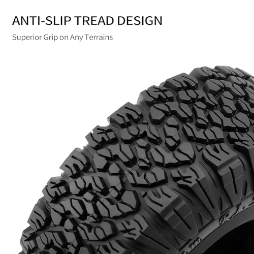 1.9" RC Crawler Tires for 1/10 TRX4 TRX6 SCX10 I/II/III Upgrades | Soft rubber 115x45mm crawler tires provide excellent grip on rocks, dirt and trails