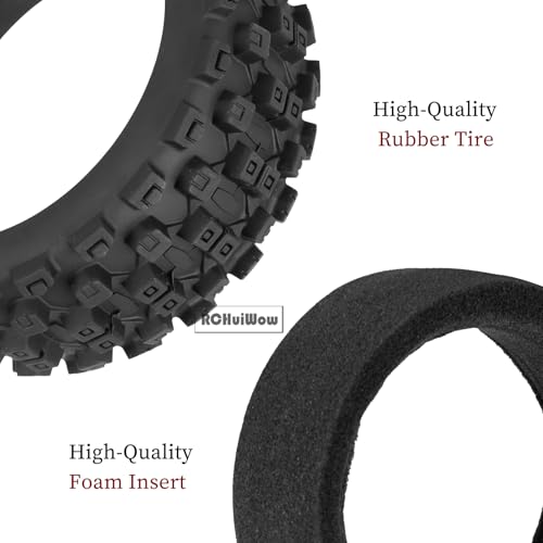 RC Buggy Tires 17mm Hex Wheels and Tires for 1/8 Scale Car Typhon 3S 6S,HSP Off-Road,Kyosho MP10,1/8 Scale RC Buggy Wheels & Rubber Tires,Green - color: Green(4pcs)