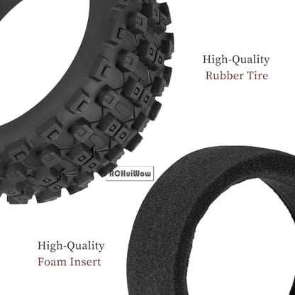 RC Buggy Tires 17mm Hex Wheels and Tires for 1/8 Scale Car Typhon 3S 6S,HSP Off-Road,Kyosho MP10,1/8 Scale RC Buggy Wheels & Rubber Tires,Green - color: Green(4pcs)