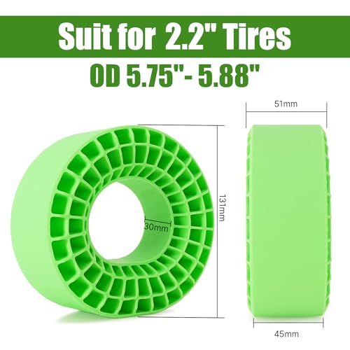 INJORA 4PCS Silicone Rubber Insert for 146-149mm (5.75"OD) 2.2" Tire(Green) - color: Green