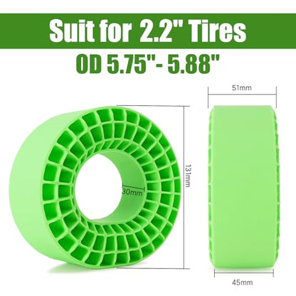 INJORA 4PCS Silicone Rubber Insert for 146-149mm (5.75"OD) 2.2" Tire(Green) - color: Green