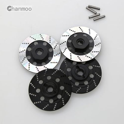 1/10 RC Aluminum Alloy 12mm Hex Drift Wheels Rim Tires Hub Brake Disc Compatible with 1/10 RC On Road Rally Touring Racing Street Car Traxxas Tamiya HSP HPI Redcat Racing 4PCS (Black) - color: Black