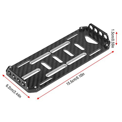 RC Battery Mount Plate, Aluminium Alloy Carbon Fiber Battery Protective Plate 15.5x6.2x1.5cm/6.10x2.44x0.59in Mounting Board for 1/10 Scale RC Car (Black) - color: Black