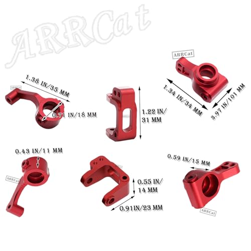 Upgrade Part for 1/10 ECX 2WD,Alloy Caster Block&Steering Blocks&Rear Stub Axle Carriers Wheel Hex Hubs for Ecx 1/10 2WD Ruckus Axe Brutus Circuit Crush K&N Torment,RC Hop-Up Parts,Red - color: Block Caster Set (Red)