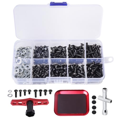 340pcs RC Screw Kit Screws Assortment Kit-M3 Hex Screws 6mm-12mm w/Screw Tray 17mm Hex Wrench, Universal for Traxxas Axial Redcat HSP HPI Arrma 1/5 1/8 1/10 1/12 RC Cars Trucks Crawler