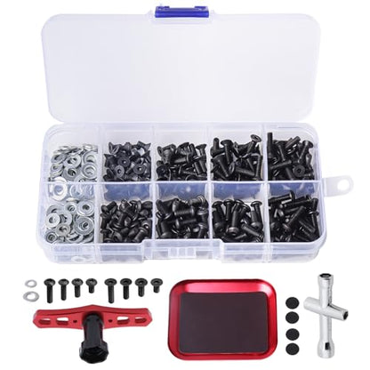 340pcs RC Screw Kit Screws Assortment Kit-M3 Hex Screws 6mm-12mm w/Screw Tray 17mm Hex Wrench, Universal for Traxxas Axial Redcat HSP HPI Arrma 1/5 1/8 1/10 1/12 RC Cars Trucks Crawler