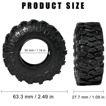 1.3 Tires for SCX24 & TRX4M 63.2 26.7mm RC Crawler Tires Upgrades with Foam Inserts Compatible with Traxxas Axial 1/18 1/24 Scale RC Cars Aggressive Mud Terrain Kraken Claw Design - size: 1.3-66mm-zst