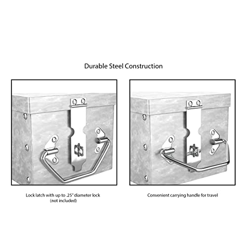 Stalwart Metal Lock Box with Folding Handle | Stackable Design | Secure Valuables | Silver | Pack of 2 - size: 1 Count (Pack of 2)