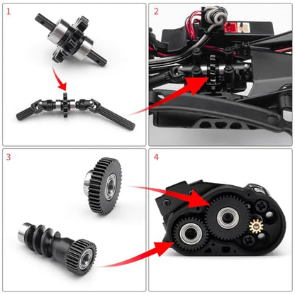 MOHERO RC Transmission Gearbox Gears Set for Axial SCX30 Bronco Wrangler JLU K10 1/30 RC Crawler Car Upgrade Parts