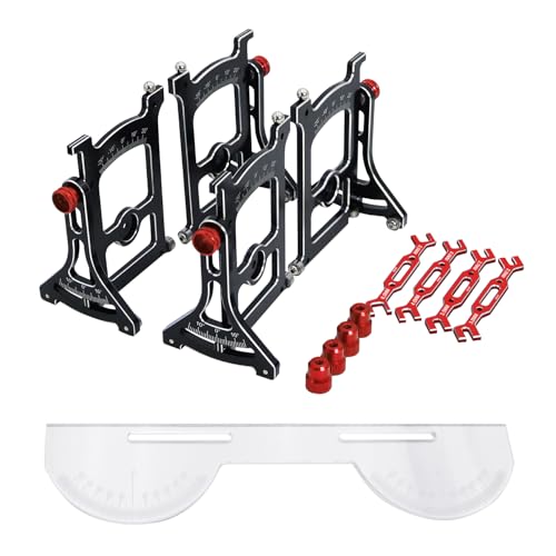 Aluminum Chassis Setup System Measuring Tool Set with Ruler Wrench Camber Gauge for 1/10 On Road RC Car Yokomo Touring Car Upgrade (Red) - color: Red