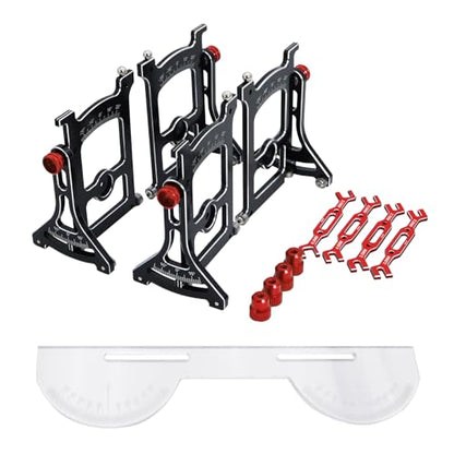 Aluminum Chassis Setup System Measuring Tool Set with Ruler Wrench Camber Gauge for 1/10 On Road RC Car Yokomo Touring Car Upgrade (Red) - color: Red