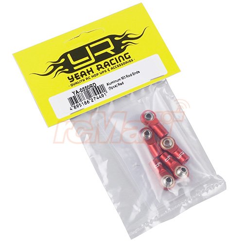 Yeah Racing Aluminum M3 Rod Ends (5pcs) Red #YA-0550RD