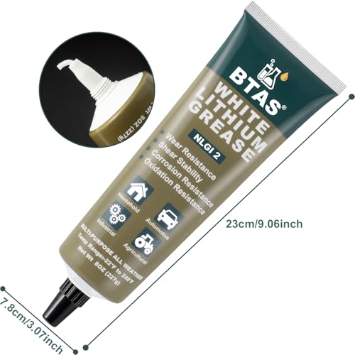 BTAS White Lithium Grease,Lubricant for Automotive Chassis Ball Joints, Tie rods, Suspension Assemblies, Wheel Bearings & Gears,Ideal for Automotive, Marine, Industrial & Home Use NLGI 2 8 oz - size: 8 oz