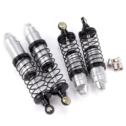 4Pcs Aluminum Front & Rear Shock Set RC Dampers，Silver + Black | Upgrade Parts, For Losi 1/16 Mini-B, For Losi 1/18 Mini-T, RC Car Buggy - color: Silver + Black