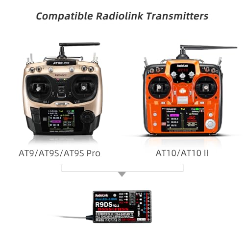 Radiolink R9DS 10 Channels 2.4GHz RC Receiver SBUS/PWM Long Range Control for Airplane/Car/Multirotors, Compatible with Transmitter AT9/AT9S/AT9S Pro/AT10II/AT10