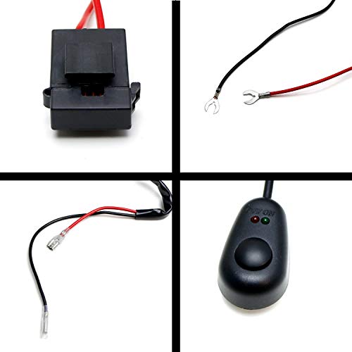 iJDMTOY 7ft Long Simple Car Use 12V Power-Up Wire Harness Kit with Inline On/Off Switch for LED Light Bar, LED Pod Lights, Driving Fog Lamps, etc