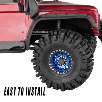 RC 1.9" Beadlock Wheels Rims for 1/10 SCX10 90046 AX103007 TRX4 TRX6 D90 VS4-10 MST CFX Gen8 Gen7 RC Crawler,Alloy Aluminium 1.9 rc Wheel Rim w/Rings,Navy Blue w/Black - color: Navy Blue(4pcs)