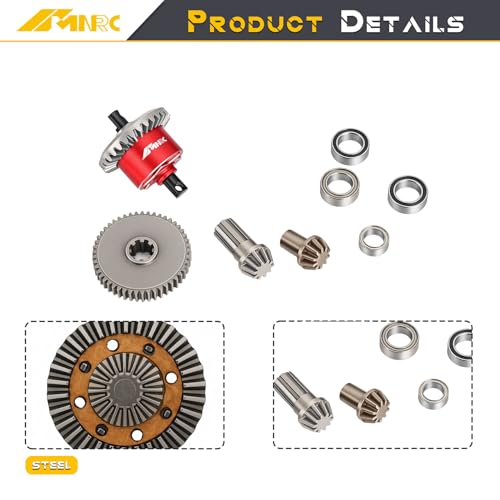 Steel Rear Differential Diff & Spur Input Gear Kit for HyperGO 1/14 H14BM 14209 14210 Series Upgrades Part Red