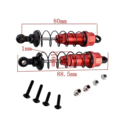 2Pcs Aluminum Oil-Filled Front Shock Absorbers Compatible With 1/10 Scale Kyosho Optima 4WD RC Buggy(Red) - color: Red