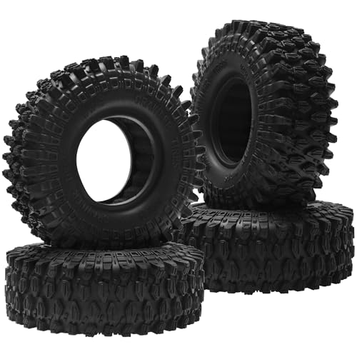 ShareGoo RC 1.9" Crawler Tires Rubber Mud Tires OD 105mm Compatible with Axial SCX10 Redcat Gen8 D90 Traxxas TRX4 MST 1/10 RC Crawler Car (105 * 38mm) - size: 105 * 38mm