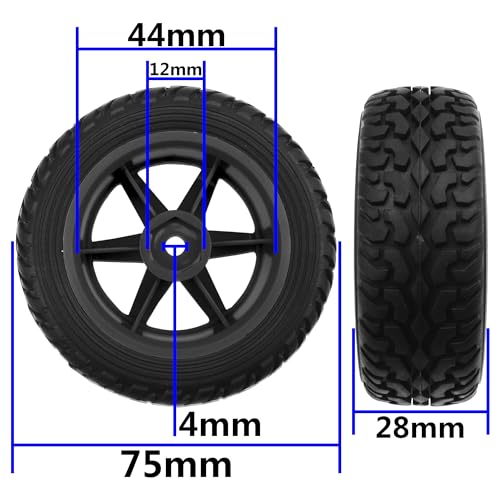 75mm/2.95'' Rubber Tires & Plastic Wheel Rims 12mm Hex w/Foam Compatible with HSP Tamiya HPI Kyosho 1/10 1/12 On-Road RC Touring Car,WLtoys 1/14 144001 RC Buggy (Black) - color: Black
