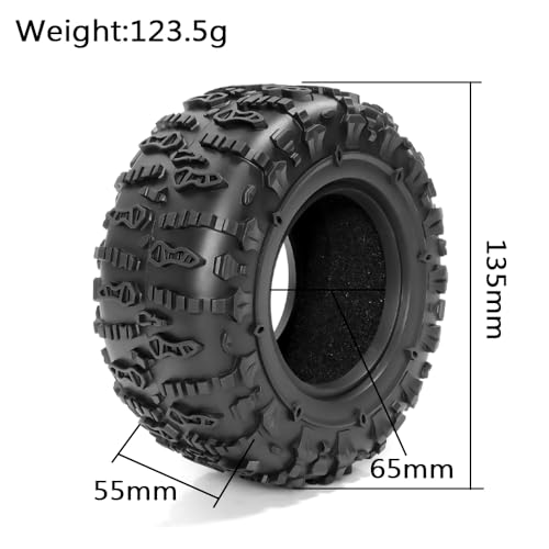 2.6” RC Tire-All Terrain Super Soft Sticky Tires 135mm Tall 2.6in Crawler Tires for 1/7 1/8 1/10 Scale Off Road Race, Suitable for Axial RBX10 MJX H8H MK07 KM4 4082/83 1/7 1/8 1/10 Crawler Car - color: 2.6in-tire-jc