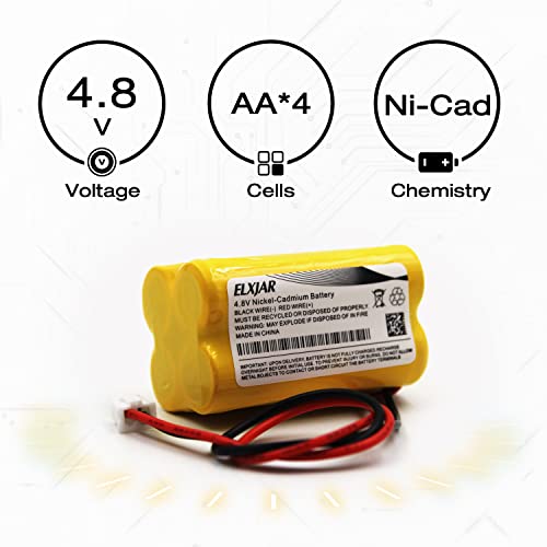 (5-Pack) 4.8V 800mAh Ni-Cd Battery for BL93NC487 BAA-48R | Fits NIC0186, Custom-43, OSA-126 and ELB-CS06 emergency exit lighting systems. - color: 5-Pack