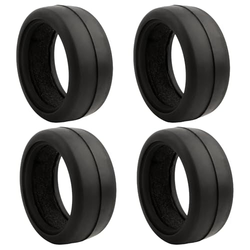 4-Pack 1/10 Scale RC On-Road Soft Tires 65mm Rubber Slick Wheels Tyres with Foam Insert Compatible with Traxxas 4Tec 2.0 Tamiya TT01 XV01 Kyosho WR8 Sakura WLtoys HPI Touring Car