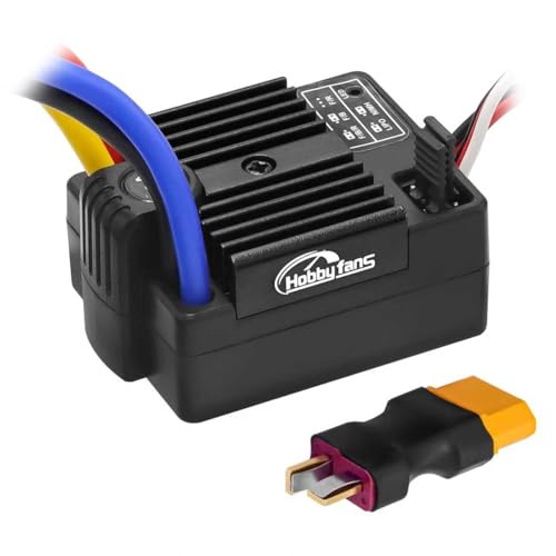 60A Brushed ESC 2-3S Electronic Speed Controller Waterproof ESC for 370 380 540 550 Brushed Motor 1/10 Remote Control Car Truck (Black) - color: Black