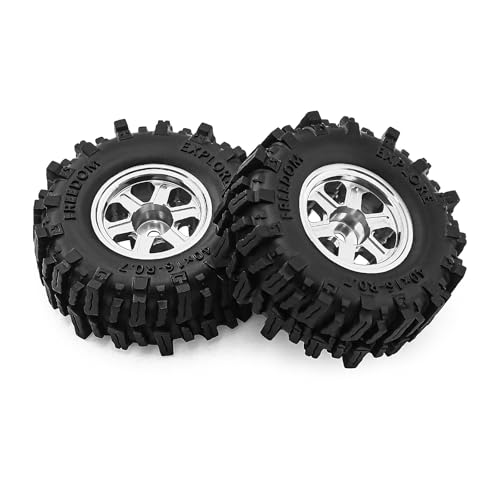 0.7 Inch RC Crawler Tires and Wheels Set 40×16mm for 1/30 Scale Axial SCX30 (Silver) - color: Silver