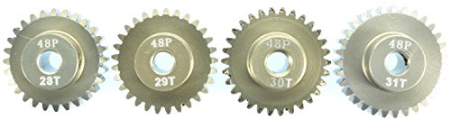 48 Pitch Aluminum Pinion Gear Set #9751 for Truck & RV, Compatible with 540 & 550 Size Motors, 1/8" Output Shaft, Includes 4 Set Screws