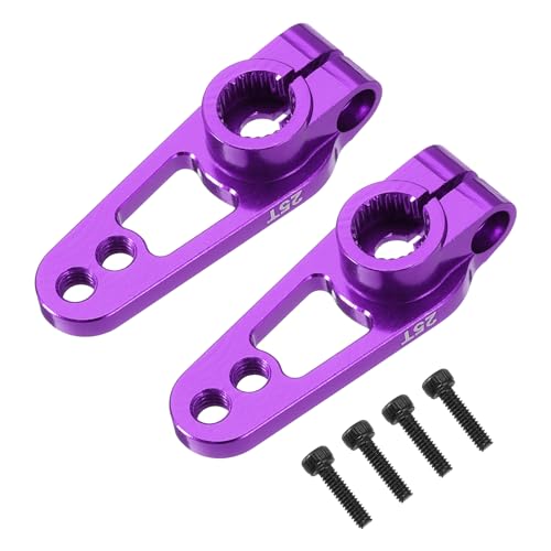 MECCANIXITY Aluminum Alloy 25T Steering Servo Single Sided Purple Arm Horn for DIY RC Car/Boat/Airplane Boat Accessories 2 Pcs - color: Purple