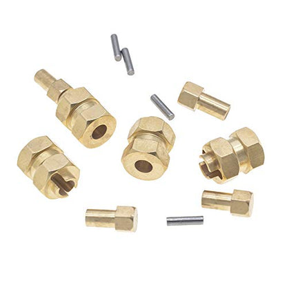 4Pcs Brass Extended 7mm Hex Wheel Hubs 8mm Thick for AXIAL SCX24 Upgrades 1/24 RC Crawler Car+5mm