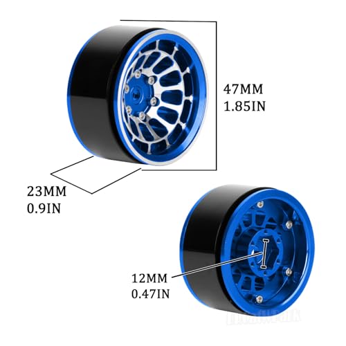 RC 1.55 Beadlock Wheels Rims for 1/10 Tamiya AX90069 D90 TF2 CC01 CC02 RC Crawler Car,4Pcs Aluminum Alloy Rims,Navy Blue - color: Navy Blue - (1.55 Beadlock Wheels)