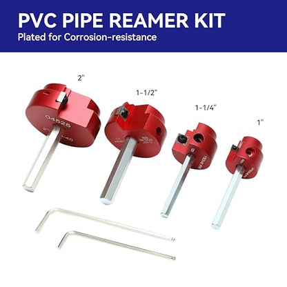 HFS(R) 4 Pcs PVC Pipe Reamer Tool, 1",1-1/4",1-1/2",2" - Fits 1/2" Drill, PVC Fitting Saver & Plastic Pipe Fitsting Reamer Socket Saver Plumbing Tool for Schedule 40 Plastic Pipes - size: 1",1-1/4",1-1/2",2"