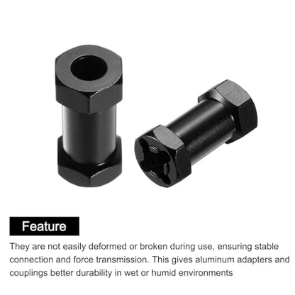 MECCANIXITY 8pcs 12mm Wheel Hex Drive Hubs Adapter Combiner Coupler Black | 25mm Extension, Aluminum, with Nut Latch, for 1/10 RC Crawler Car Parts