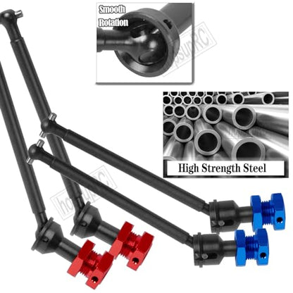 RC Drive Shaft CVD Upgrades Part for 1/8 Typhon 6s,1/7 Felony Limitless Roller Infraction 6s Blx,45# Steel Driveshaft Front Rear Axles & Aluminum Wheel Hex Hub Nuts,Red - color: Red/Arrma 1/7 1/8
