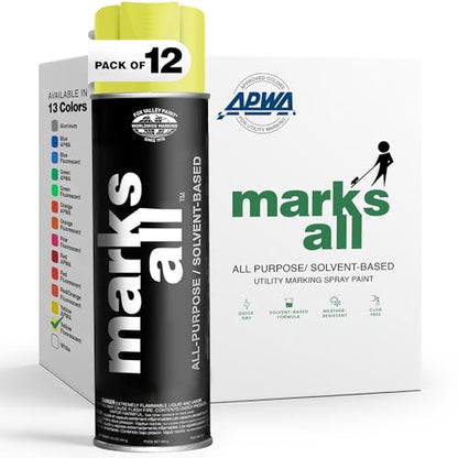 Fox Valley 18oz Marks All Solvent-Based Paint 12-Pack, Yellow Fluorescent - color: Yellow Fluorescent