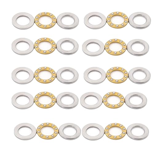 10pcs F8-19M Miniature Plane Axial Ball Bearing 3-in-1, 8mm x 19mm x 7mm Chrome Steel Single Direction