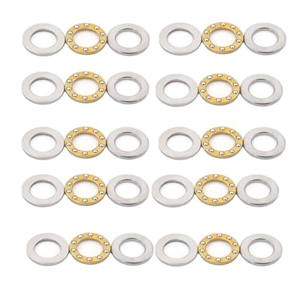 10pcs F8-19M Miniature Plane Axial Ball Bearing 3-in-1, 8mm x 19mm x 7mm Chrome Steel Single Direction