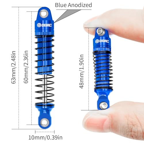 OGRC 60mm Long Travel RC Shock Absorber Oil Damper for TRX4M 1/18 RC Car | Oil-filled, Aluminum, for Traxxas TRX4M Upgrade Parts, Blue - color: Blue