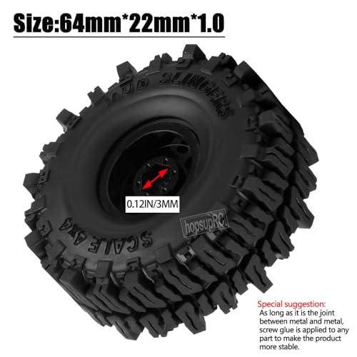 1.0 RC Wheels RC Truck Tires for 1/18 1/24 TRX4M,SCX24,FCX24 RC Crawler,Alloy 1.0‘’ Beadlock RC Truck Tires RC Wheels (4pcs Red) - color: C-red