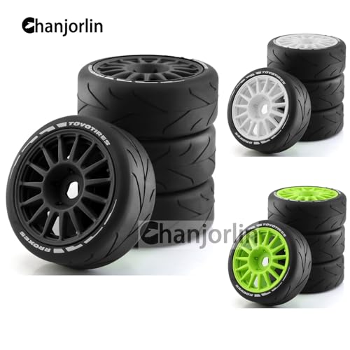 1/8 RC On Road Car Tires And Wheels Rims 17mm Hex 103mm Rubber Rally Tyres For 1:8 Scale RC On-Road Racing Car HPI WR8 HSP Hobao ARRMA Redcat Losi Kyosho VRX RC Rally Drift Car 4PCS (Black A) - color: Black a