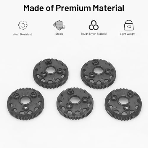 daitoku 48P 76T Spur Gear Transmission Gears 5Pcs for 1/10 Slash 2WD Rustler Stampede Bandit VXL XL-5 - size: 48P 76T